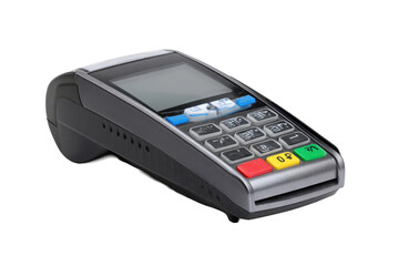 Portable Card Payment Terminal on Transparent Background