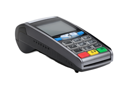 Portable Card Payment Terminal on Transparent Background