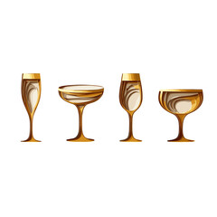 Elegant Golden Champagne Flutes Celebrating Joyful Moments Isolated on Transparent Background