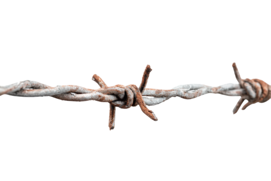 Rusty Barbed Wire Segment on Transparent Background