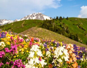 Fototapeta premium Colorful wildflowers in a mountain meadow