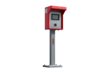 Red People Counter Monitoring Station on Pedestal