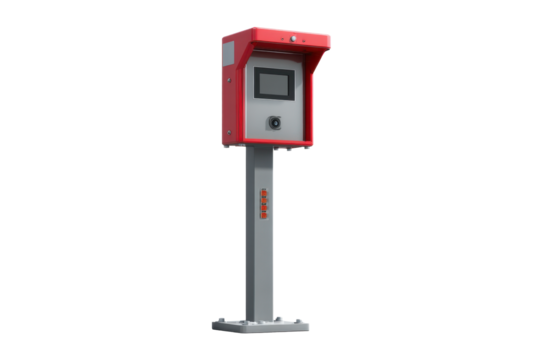 Red People Counter Monitoring Station on Pedestal