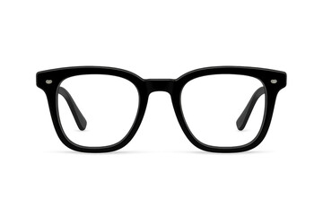 Fototapeta premium Black Eyeglasses Isolated on Transparent Background with Clear Lenses