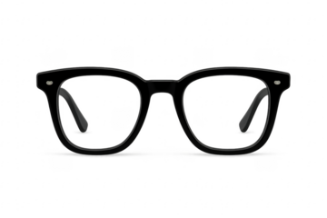 Black Eyeglasses Isolated on Transparent Background with Clear Lenses