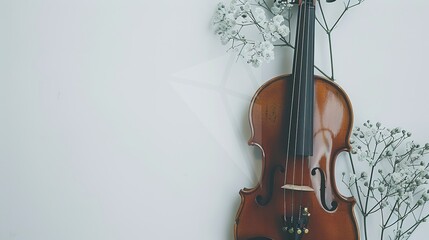 Violin on a White Background – a classic and artistic visual. The violin resting against a clean white backdrop highlights its timeless beauty and musical elegance.