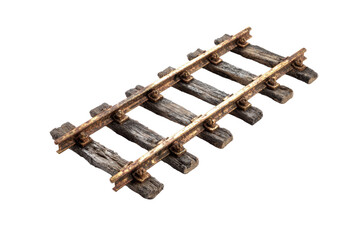 Segment of Vintage Railway Track on Transparent Background