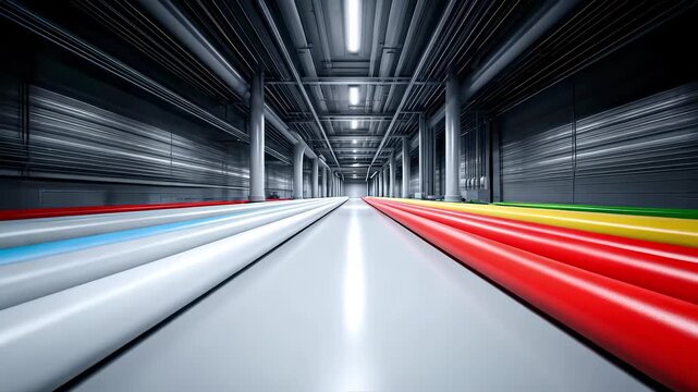 Colorful Pipes Extend into Distant Space