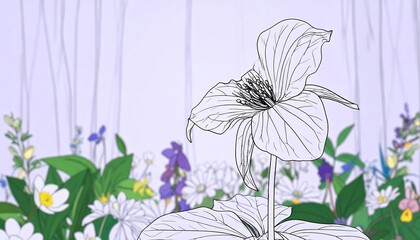 Naklejka premium Detailed line drawing of a flower
