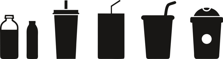 Drink collection outline silhouette