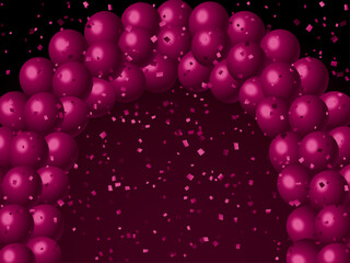 風船アーチ、紙吹雪、12マゼンタB