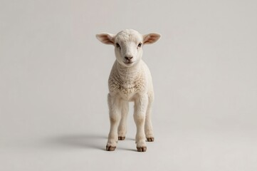 Fototapeta premium Lamb, standing, studio, white background, Easter