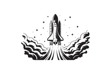 rocket launch silhouette  vector