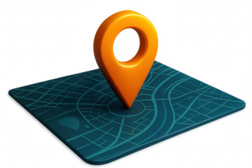 3d render of a location pin pointing a specific area on a city map, perfect for travel and navigation concepts