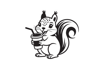 cute squirrel silhouette  vector