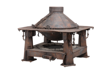 Rustic Cast-Iron Forge Pit on Transparent Background