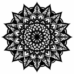 Mandala Lace Black Silhouette Vector Illustration on White Background