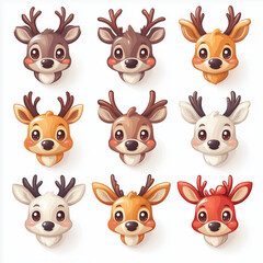 Fototapeta premium Cute cartoon Christmas reindeer face icon