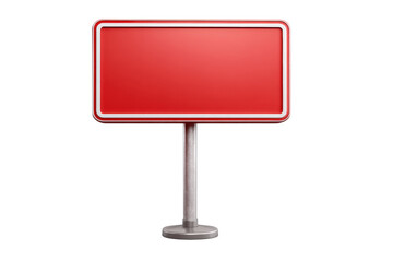 Blank Red Rectangular Sign on Pole Mockup