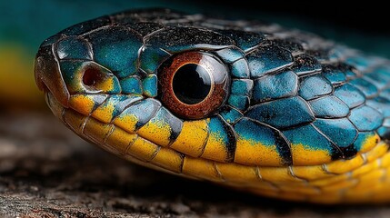 Fototapeta premium Close-up of a colorful snake head showing scales and eye detail.