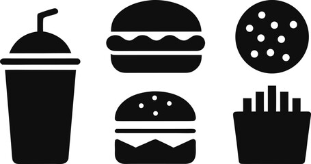 Fast food set icon silhouette