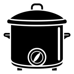 Simple Slow Cooker Black Silhouette Vector Illustration on White Background