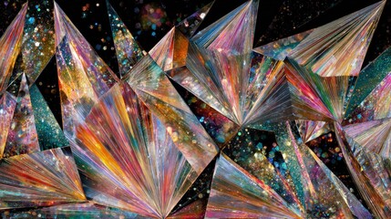 Abstract Geometric Shapes With Iridescent Colors