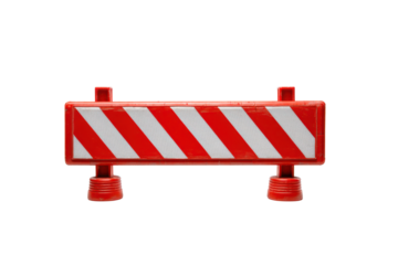 Red and White Striped Safety Barricade on Transparent Background