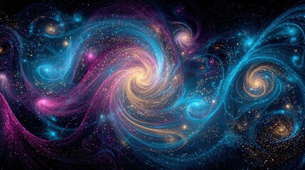 Colorful Spiral Galaxy In Space