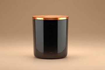 Black glass candle jar with wooden lid
