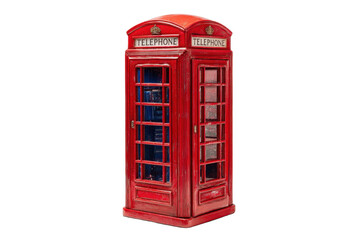 Red British Telephone Box on Transparent Background