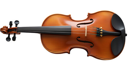 Fototapeta premium Wooden violin with strings and chin rest isolated on white or transparent background. PNG, musical instrument