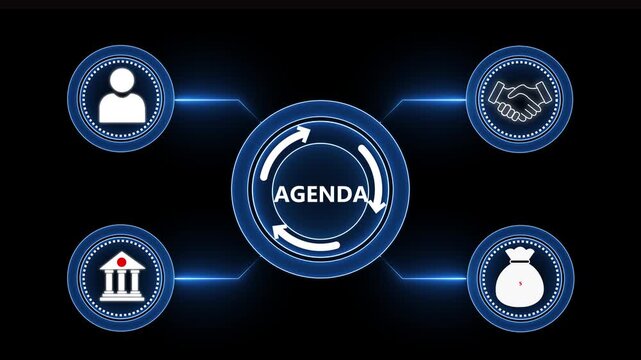 Agenda meeting appointment activity information concept. Businessman holding virtual whit Agenda icon for agenda meeting plan schedule in personal organizer.