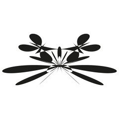 Abstract ellipse ornaments. Black petal symbols. Decorative symmetric silhouettes. Vector illustration
