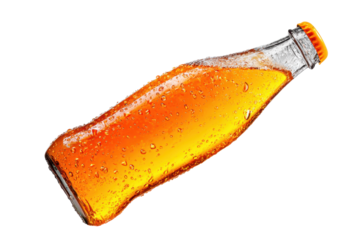 Orange Soda Bottle on Transparent Background