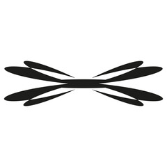 Minimal black design. Petal shaped symmetry. Central radial artwork. Futuristic composition.