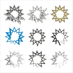 Star polygon frame. Geometric abstract border. Sharp pointed outline. Vector shape