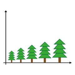 Pine tree chart. Growth symbol vector. Green brown colors. Abstract holiday design.