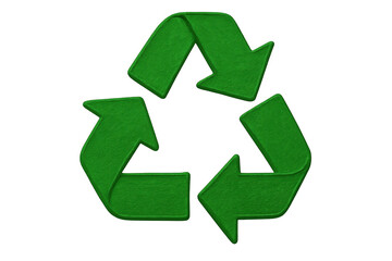 Fototapeta premium Textured green recycling icon symbolizing environmental consciousness, representing sustainable global initiatives against transparent backdrop