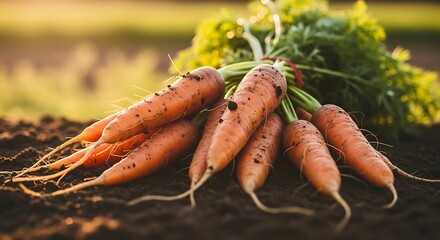 Freshly Harvested Carrots on Farmland.