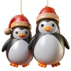 Fototapeta premium 3d christmas penguin ornaments festive holiday decorations for indoor and outdoor use transparent background