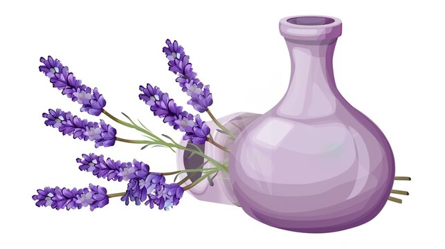 Lavender and Vase on a White Background – a simple and elegant composition. The white background highlights the delicate lavender and vase, creating a fresh and calming visual.