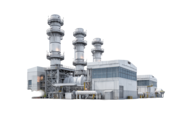Industrial Gas Power Plant Complex on Transparent Background