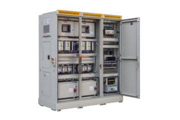 Industrial Power Distribution Panel on Transparent Background