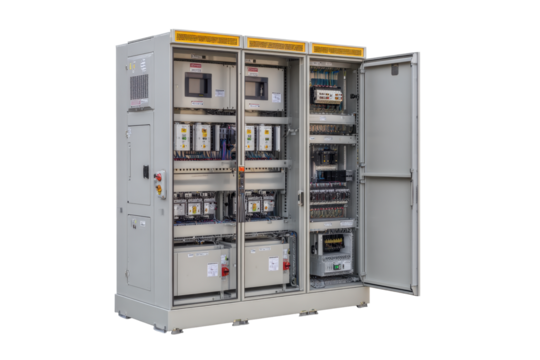 Industrial Power Distribution Panel on Transparent Background