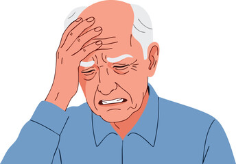 Senior Man Suffering from Headache.