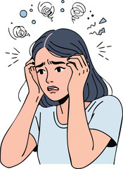 Stressed Woman Feeling Overwhelmed with Anxiety.