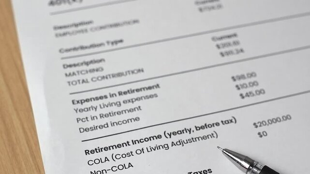 Retirement banking plan 401k and white pen on a white background. Close-up