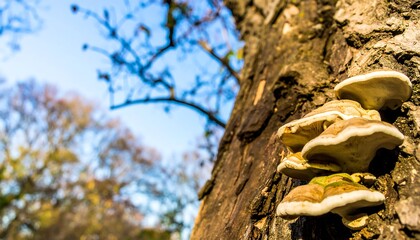 Tree trunk with mushrooms