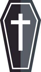 Stylized Coffin with Cross Symbol in Gray Tones